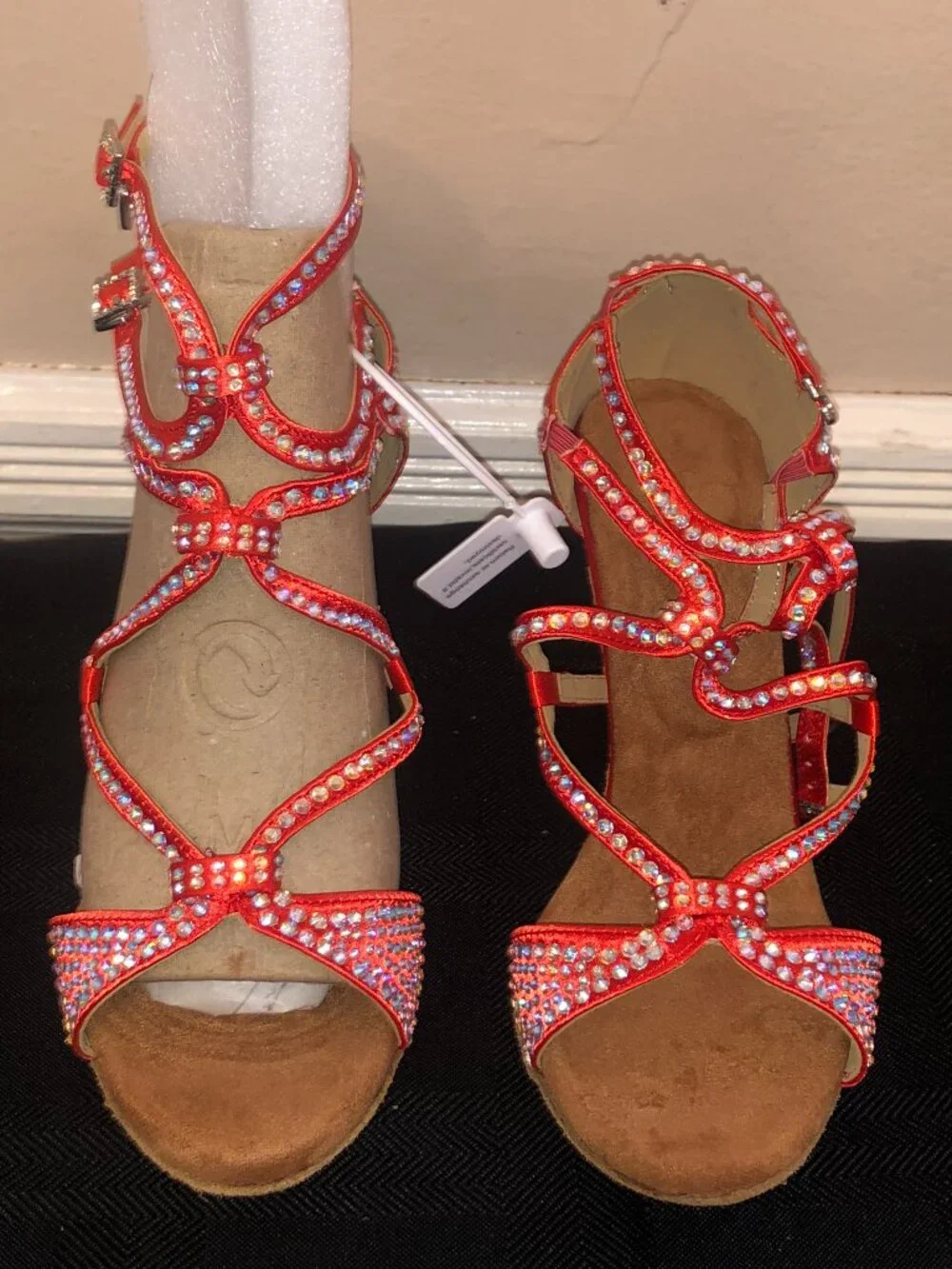 Dance and Sway Tangerine Rhinestone Latin Dance Shoes 7-7.5